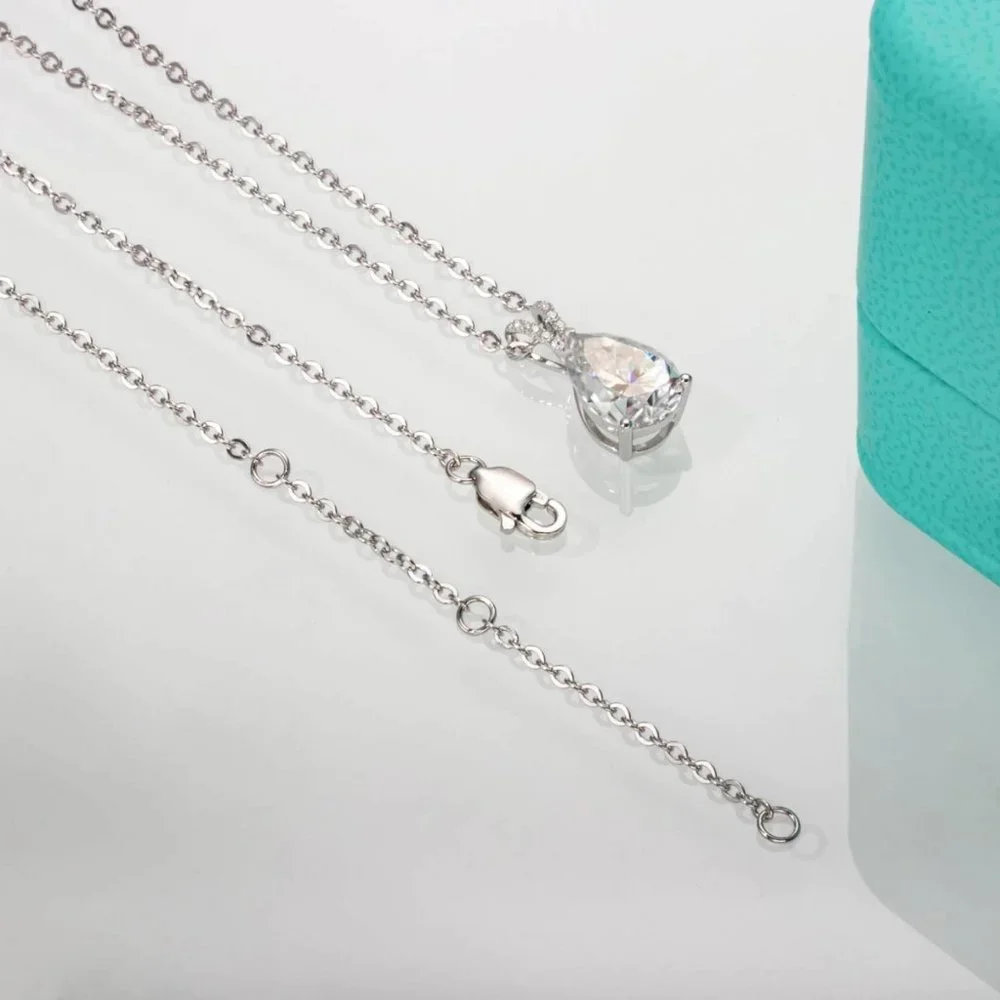 Certified 2ct. t.w. Moissanite Diamond Teardrop Necklace - Picture 8 of 13